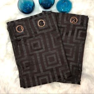 🛍Grommet Top Drapes Brown/Green Pattern Set of 2